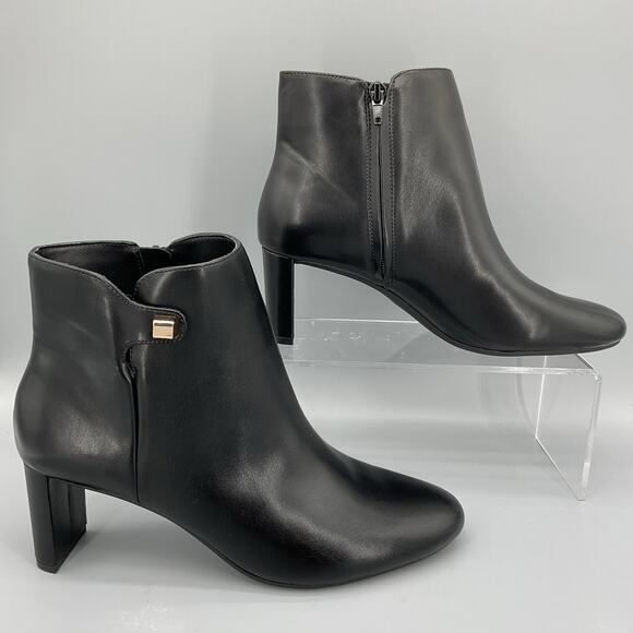 NEW Alfani Women’s PAAM Faux Leather Sleek Booties Black Size 9.5M - Picture 1 of 10